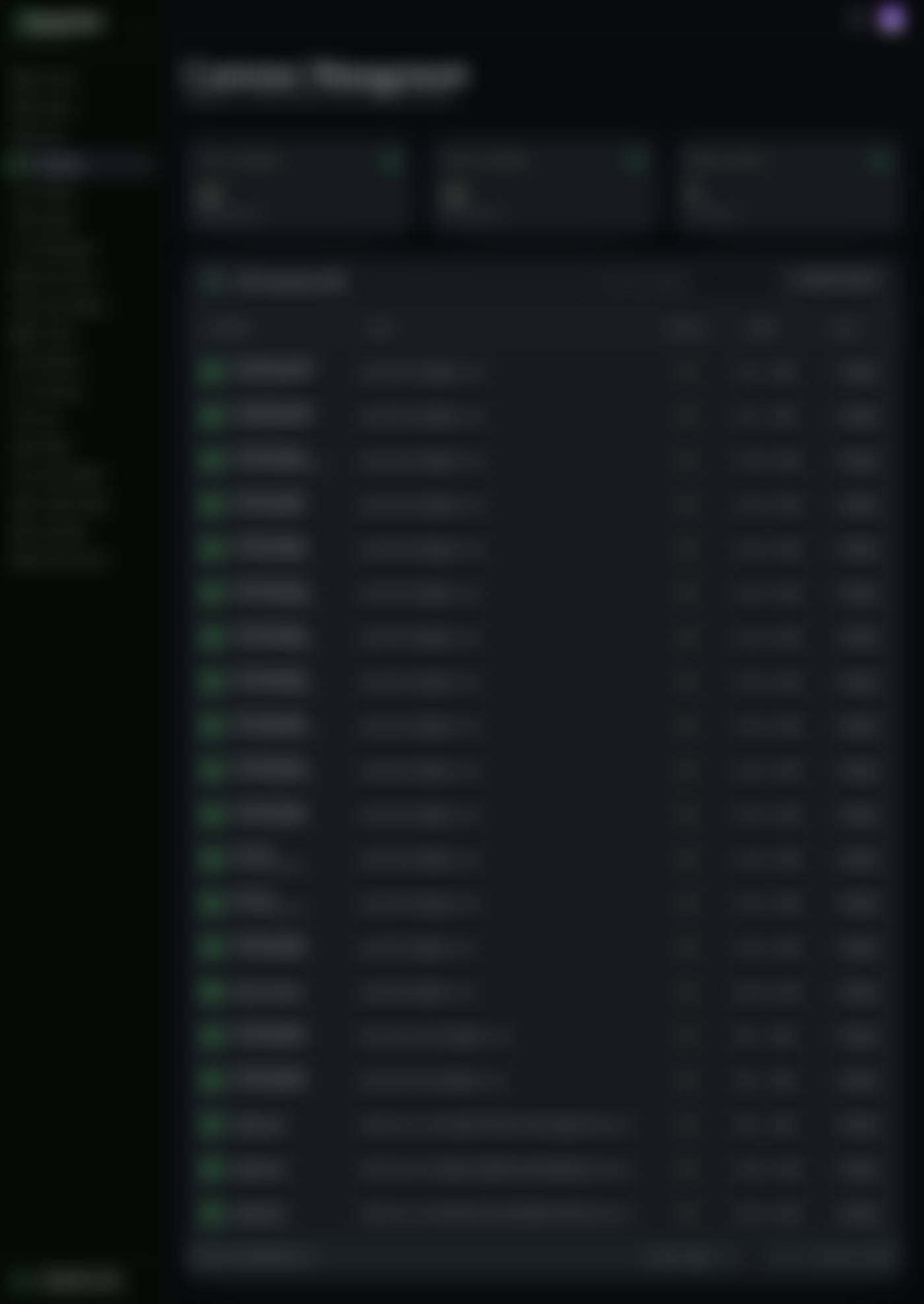 The Customers list with stat cards, search, and a table of customers