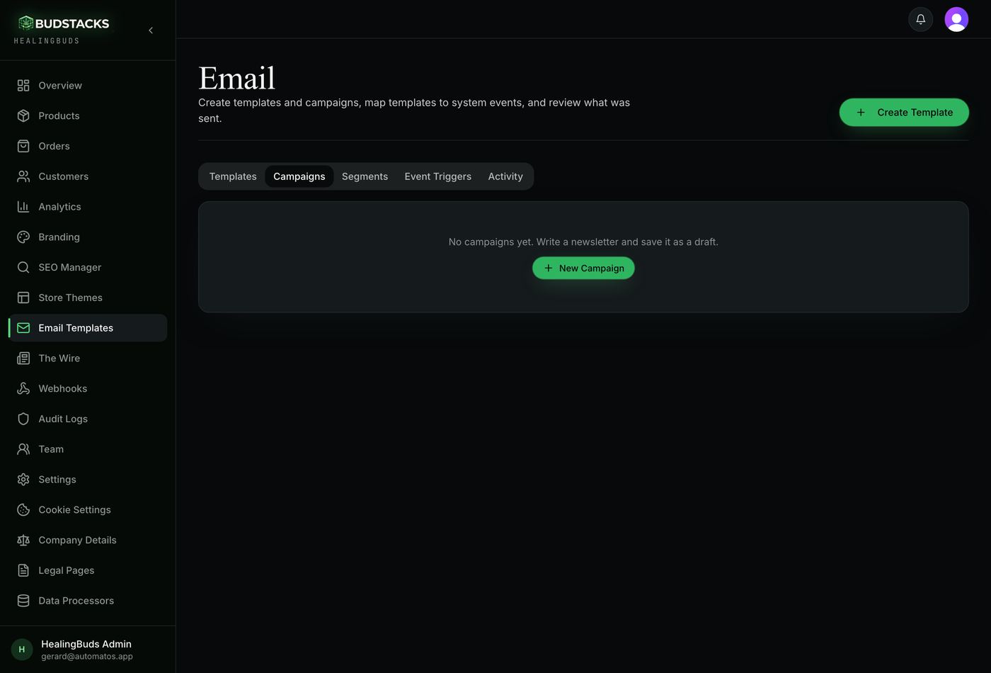The Campaigns tab